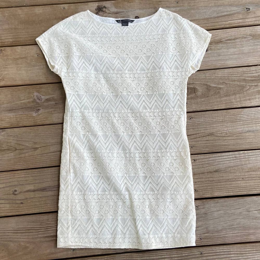 A/X Armani Exchange Cream Lace Mini Dress Size PO